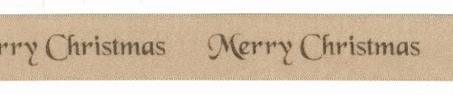 Berisford 25 mm Merry Christmas Print Ribbon 50 Crema – al Metro