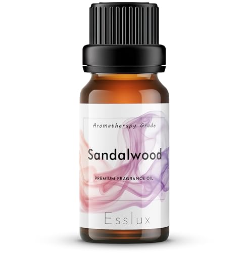 Image of Esslux Sandalwood Fragrance Oil for Diffuser & DIY | Warm, Woody Aroma for Candles, Soaps, Perfumes & Home Scents | Long-Lasting & Luxurious, 10 ML