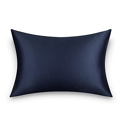 Alaska Bear Satin Pillowcase for Hair and Skin Silk Alternative, Cheap-Slippery-Shiny Vegan Satin Pillow Case Machine Washable, Queen Size (1 Pack, Navy)