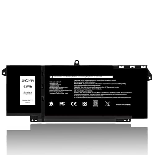 SKOWER 7FMXV 63Wh 4-Cell Laptop Battery Replacement for Dell Latitude 5320 7320 7420 7520 Series 0TN2GY TN2GY 9JM71 4M1JN 1PP63 727CG HDGJ8 MHR4G CN-0727CG CN-0TN2GY P136G P138G P139G,15.2V 3941mAh