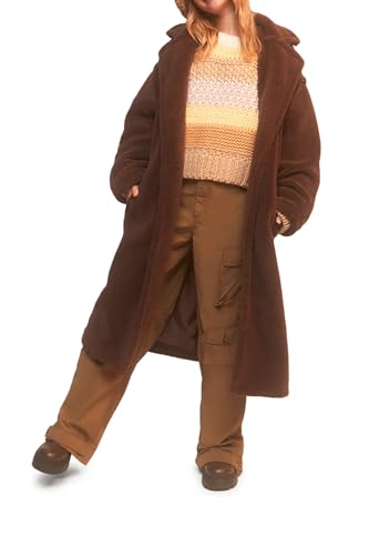 Amazon.com: Forever 21 Plush Drop-Sleeve Coat CAMEL Small