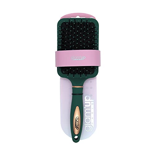 Glam'Up Paris Maxi Square Hairbrush Green Rose Gold, Detangling Hairbrush with Handle - Image 3
