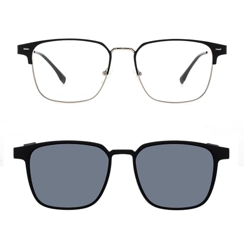 FAA'N Square Magnetic Metal Clip On Sunglasses Womens Polarized Sunglasses Men UV Protection Sun Glasses