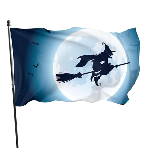 NIBABAEU Bandera decorativa de jardín para patio, impresión de bruja de Halloween, para todas las estaciones, decoración de jardín, césped, 60 x 90 cm