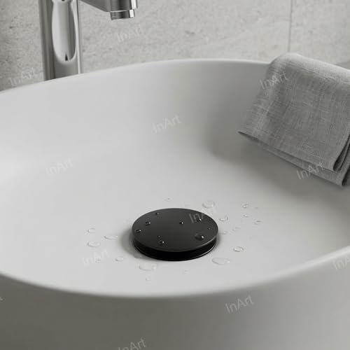 Image of InArt Brass Full Threaded Pop Up Waste Coupling 32 MM (7 inch, Black Matte) - for Table Top Wash Basins (Black 1)