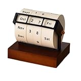 FeiFan 木製の回転式卓上カレンダー、シンプルなデザイン、部屋の装飾、オフィス文具、天然素材、室内装飾 (【英語版】大型パーペチュアルカレンダー)