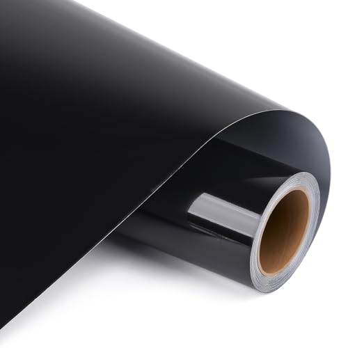 AMAZINGHOME Schwarz Plotterfolie Vinyl - 30 5 x 400 cm selbstklebende Vinylfolie für Plotter mit PET-Träger einfaches Entgraten & blasenfrei