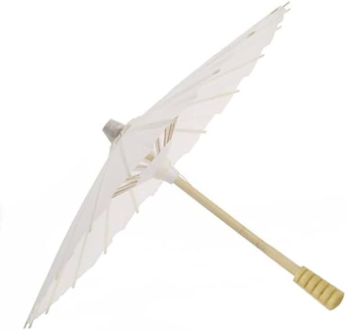 Miniatura 3 de clinmday Paraguas de papel aceitado hecho a mano, chino vintage blanco DIY pintura de arte paraguas dibujado a mano, paraguas de papel para