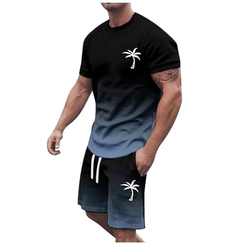NaLatia Completi Estivi Uomo,Tuta Uomo Sportiva 2 Pezzi T-Shirt + Pantaloncini Estiva Maniche Corte Set Completo, Tinta Unita