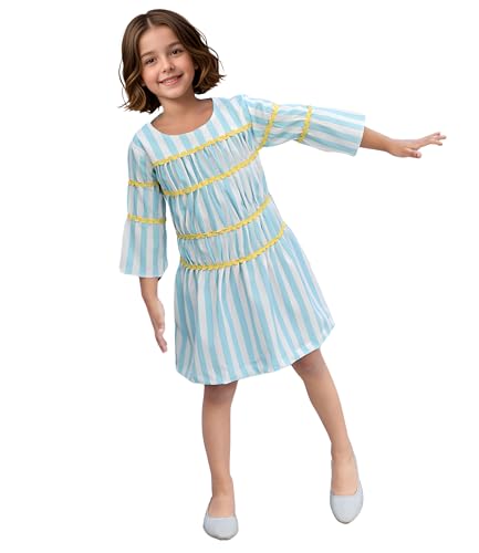 Image of Toonyport Girls Full Sleeve Knee Length Fashionable Dress (Blue)