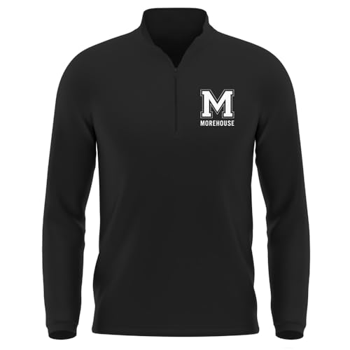Campus Lab Morehouse College Adult Men's Active Sport 1/4 Zip Pullover Left Chest Logo, Black, Large