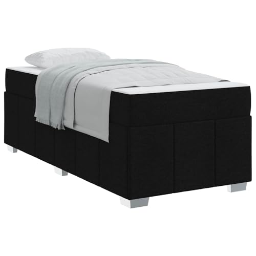 vidaXL Estructura de Cama con colchón Negro 120 x 190 cm Tela, Muebles de Dormitorio, Cama de Tela Moderna, Base Box Spring Resistente, colchón de resortes Individuales