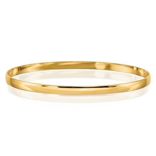 Image of IceCarats 14K Yellow Gold Half Round Slip On Bangle Bracelet, 7.75 inch