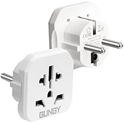 Persianas Si O No Adaptador de Viaje Universal a España Adaptador Enchufe Americano UK a Español Enchufe Viaje para Europa USA China Australia Suiza Compacto Blanco 2 Piezas