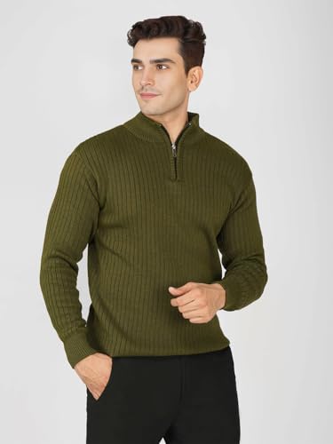 Image of LOQUE Men's Wool Blend Selection Sweater Half Zip High Neck Pullover Warm Casual Winter Wear for Office and Travel