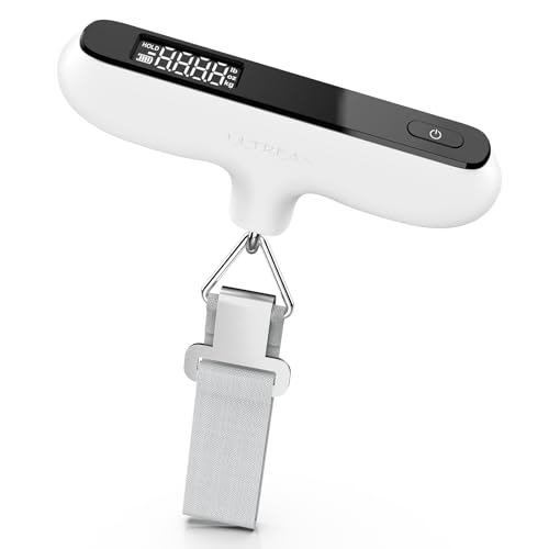 Ultrean Digital Luggage Scale 50kg/110lb Portable Hanging Baggage Scale with Backlit LCD 3 Units (kg/lb/oz) Hold & Tare Function for Travel Fishing Shipping Battery Included