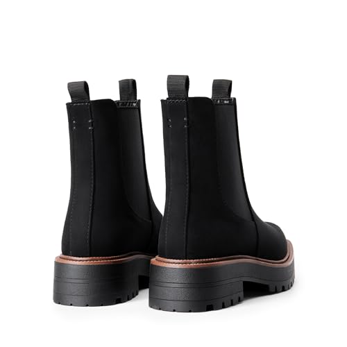 DREAM PAIRS Women's Chelsea Ankle Boots Square Toe Fashion Low Heel Lug Sole Platform Fall Booties Shoes,Size 6,Black-Suede,SDAB2412W