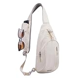 [ウォーターフライ] ボディバッグ ワンショルダーバッグ 斜め掛けバッグ メンズ: 小さめ ショルダーバッグ 軽量 肩掛けバッグ コンパクト シンプル 背面メッシュ ショルダー付替え可能 スポーツ カジュアル レディース 2way アイボリー