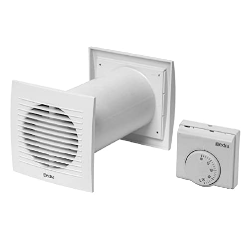 Ø 100 mm – Kit de circulation d'air chaud – Kit économique – Appareil soufflant – Récupération de chaleur – Échangeur de chaleur – Répartition de l'air chaud avec thermostat