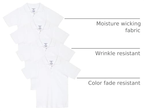 Image of Studio 3 Boy's - 4-Pack School Uniform Short and Long Sleeve Pique Polo Shirts