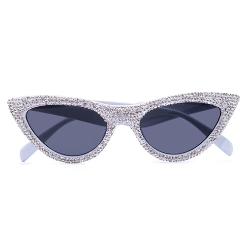 ICARA Fashion Rhinestone Sunglasses Women Sexy Crystal Sparkling Trendy Retro Cateye Party Sunglasses