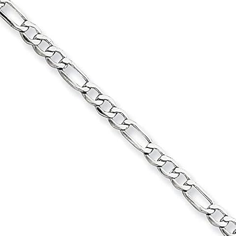 Dubai Collections Figaro 5mm 14k White Gold Chain for Men Necklace Women Jewelry Strong Solid Clasp Gift with Lobster plated Clasp 18inch -28inch (24.00) Cover