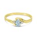 Imagen de 10 K oro amarillo oval aguamarina y diamante de anillo