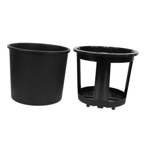 JOINPAYA Plastic Ginger and Potato Planting Bucket for Home Garden, 29cm Diameter Double-layered Black Planting Box Suitable for Peanuts and Vegetables