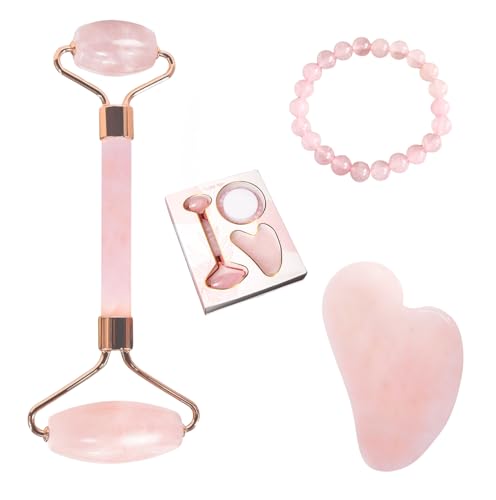Coffret Bien-Être 'I LOVE YOU' Vertige – Quartz Rose Naturel | Bracelet Lithothérapie, Gua Sha & Roller Visage | Cadeau Relaxation & Amour