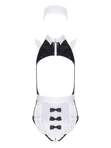 SiiRoh Costume Lapin Femme Ensemble Lingerie Similicuir Vêtement De Nuit Cosplay Vampire Soubrette Bunny Girl Type C Taille unique