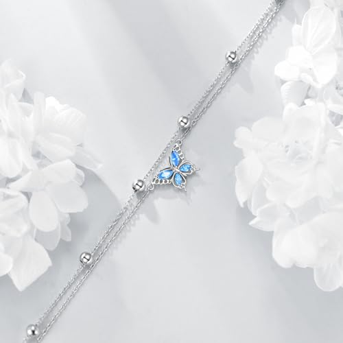 Image of TIGER RIDER Dragonfly Anklet Sterling Silver Dragonfly Gifts Jewelry for Women with Crystal Birthday Anniversary