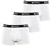 Produktbild Rooxs Herren Boxershorts (3er Pack) Perfekte Passform, Männer Unterhosen Slip aus 95% Baumwolle (Retroshorts) Weiß, Bund Schwarz, M