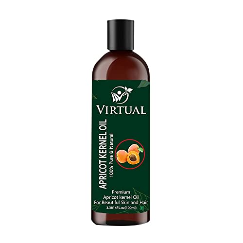 Image of VIRTUAL Pure Apricot Kernel Oil For Shine Hair, Skin Care, Moisturizing Dry Skin & Cold Pressed Natural Oil (100ml)