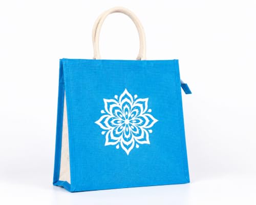 Image of Soman Jute Ecofriendly Return Gift Bags Rangoli Printed Colorful bags with Zip Pack of 10 Bags