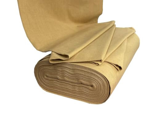 Image of Glus Fabric by The Metre-Mercerised Dyed Cotton for Embroidery-Cross Stitch-Bed Covers-Curtains-Cushion Covers-Table Cloth-Chair Upholstery-Sofa Cover (Mustard, 100 cm X144 cm)