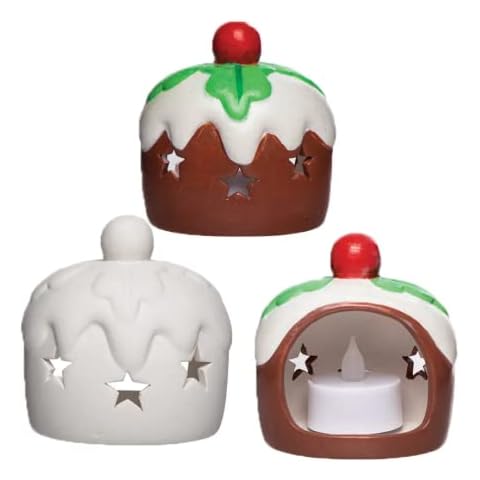 Portavelas De Cerámica En Forma De Pudín De Navidad Para Decorar - Paquete De 3 Cover