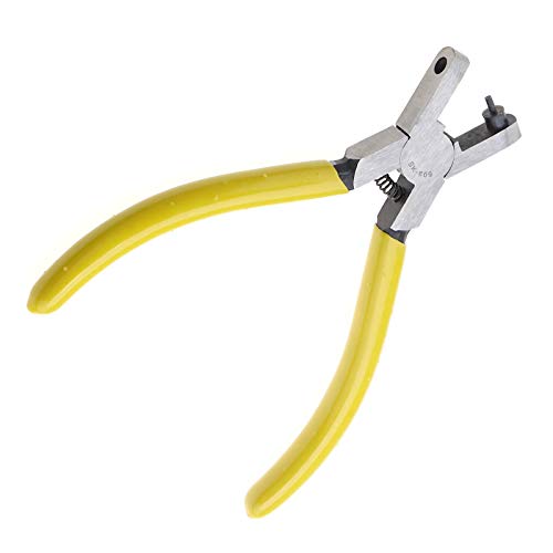 BIYM Outil Bracelet de Montre 2mm Trou Puncher Main en Cuir Perforatrice Pince avec Jaune Vinyle Grip en Acier à Haute Teneur