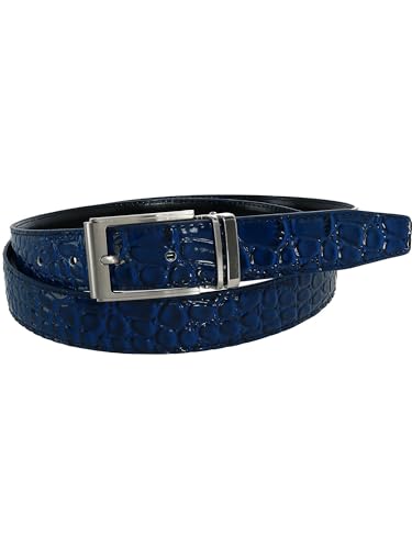 CTM Leather Croc Print Dress Belt with Clamp On Buckle4