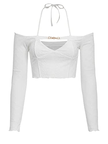 Verdusa-Womens-Cut-Out-Long-Sleeve-Off-Shoulder-Halter-Crop-T-Shirts-Top Verdusa-Womens-Cut-Out-Long-Sleeve-Off-Shoulder-Halter-Crop-T-Shirts-Top
