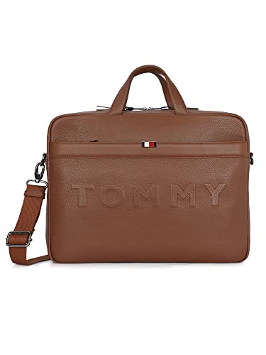 Image of Tommy Hilfiger Galveston Men Leather Business Case Tan