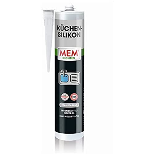 MEM Küchen Silikon Transparent – Gebrauchsfertig, Für Fugen an Übergängen im Küchenbereich, Lebensmittelneutral, Abriebfest und UV-beständig, Lösemittelfrei, 300 ml MEM Küchen Silikon Transparent – Gebrauchsfertig, Für Fugen an Übergängen im Küchenbereich, Lebensmittelneutral, Abriebfest und UV-beständig, Lösemittelfrei, 300 ml
