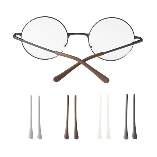 EUYKQNOI 4 Paires Manchon Silicone pour Branche de Lunette Protege Branche Lunette, Antidérapant Confortable et Doux, Idéal pour Lunettes de Lecture et Soleil