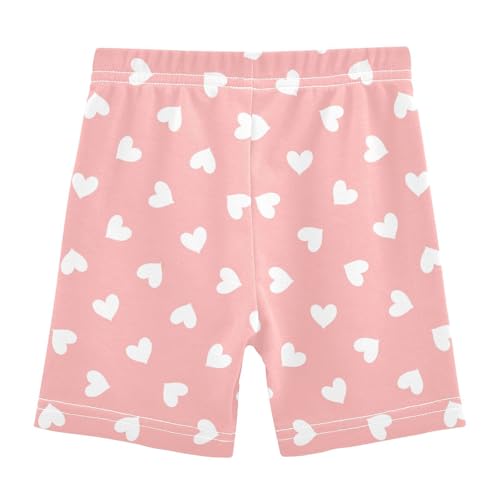 Scattered Heart Motif Salmon Girls Cartwheel Shorts Girls Bike Shorts Under Dress Soft Cotton Breathable2