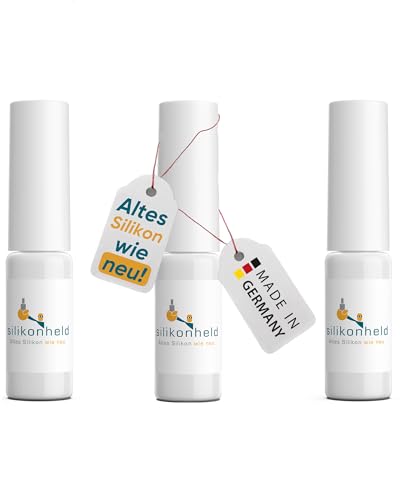 Silikonheld Silikonstift Weiß 3er Pack - Silikonfarbe zur Erneuerung von Silikonfugen ohne Silikonentferner - Fugenfarbe Silikon - Made in Germany - 3x8ml Silikonheld Silikonstift Weiß 3er Pack - Silikonfarbe zur Erneuerung von Silikonfugen ohne Silikonentferner - Fugenfarbe Silikon - Made in Germany - 3x8ml