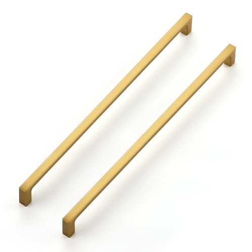 Image of Ravinte Brushed Brass Solid Pulls Cabinet Handles 12-3 /5 Inch 5 Pack