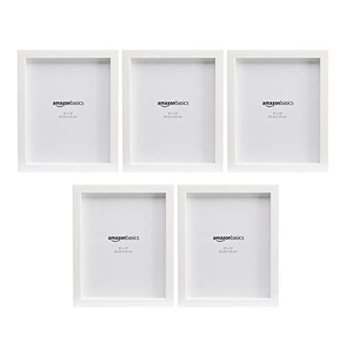 Image of Amazon Basics Rectangular Photo Picture Frame, 8" x 10", Pack of 5, White, 9.2 x 11.2 inches