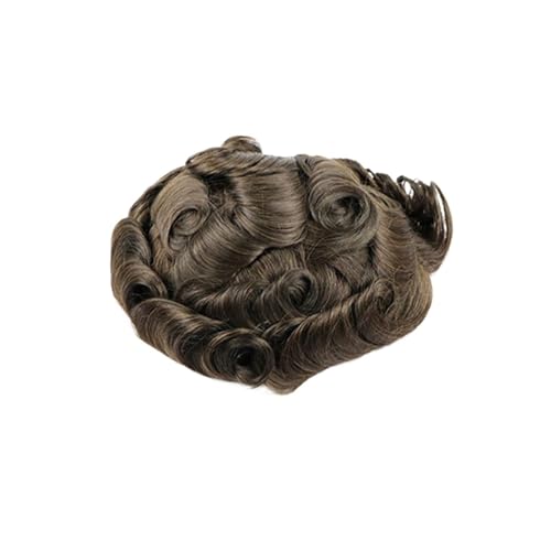 Postiche capillaire pour hommes en dentelle suisse et PU noir cheveux raides 4#