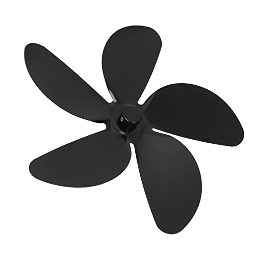 Ventilateur de Cheminée Lame de Remplacement 5 Lames Fonctionnement Silencieux en Alliage D'Aluminium Noir pour Usage Domestique Cheminée Poêle à Bois Ventilateur de Poêle à Bois Cover