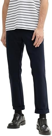 TOM TAILOR Herren Slim Fit Chino Hose mit Stretch,34884 - Navy White Dobby, 29/32