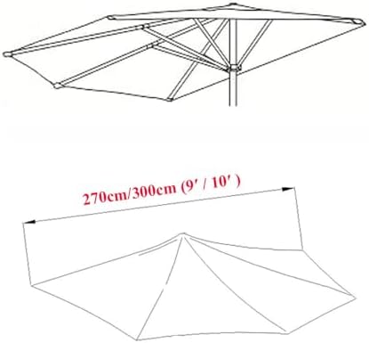 9' Half Round Umbrella Replacement Canopy - Weather-Resistant Patio Cover for Balcony & Garden - Durable Outdoor Umbrella Top for Apartments & Decks
